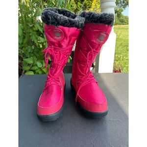 DailyShoes Alaska-01 Hot Pink Faux Fur Trim Winter Snow Boots Women's Size 8.5